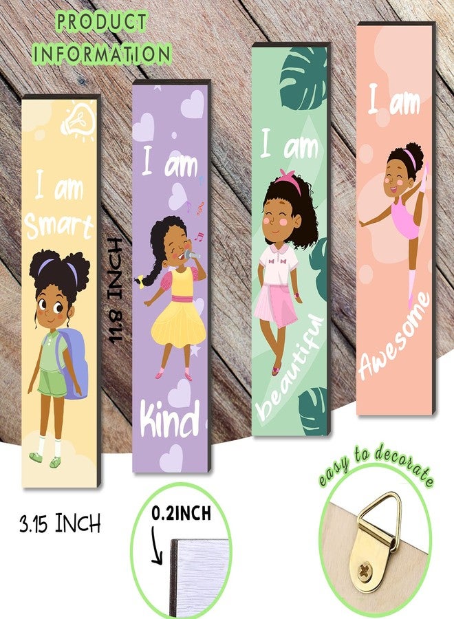 SHLINCO 4-Piece Motivational Black Girl Wall Art, Wall Decor with Inspirational Quotes, Perfect for Bedroom & Playroom - Image 2